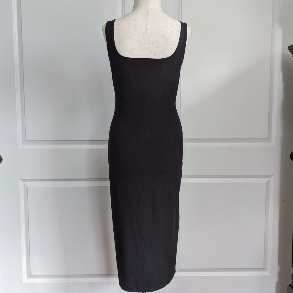 Reformation Dress Braun Bodycon Fitted Scoop Neck Sleeveless Midi Black L NWT - Picture 9 of 13
